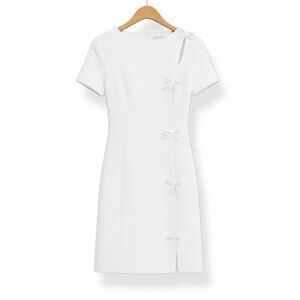 TU.LX Valentine Bow White Dress with Bow Accents